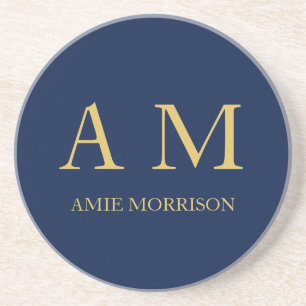 Blue Gold Colours Professional Initial Letters Nam Coaster