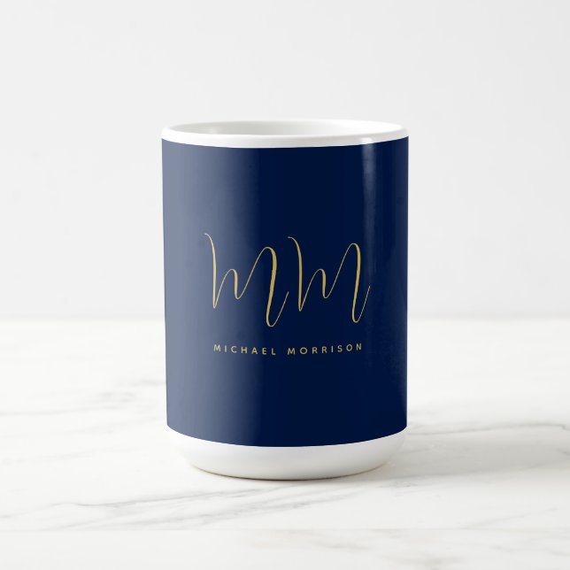 Blue Gold Colours Professional Initial Letters Nam Coffee Mug (Center)