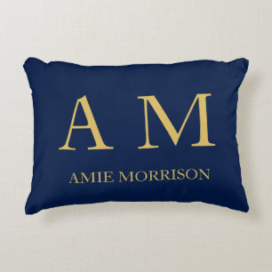 Blue Gold Colours Professional Initial Letters Nam Decorative Cushion
