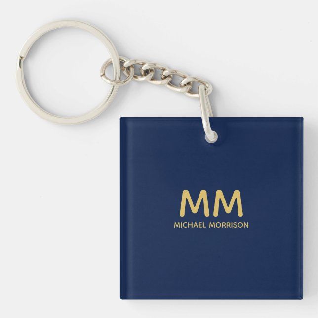 Blue Gold Colours Professional Initial Letters Nam Key Ring (Front)