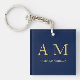 Blue Gold Colours Professional Initial Letters Nam Key Ring