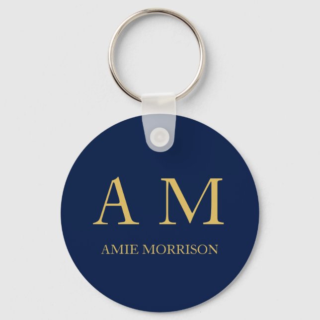 Blue Gold Colours Professional Initial Letters Nam Key Ring (Front)