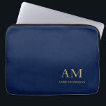 Blue Gold Colours Professional Initial Letters Nam Laptop Sleeve<br><div class="desc">Represent yourself with this modern,  elegant design. This template can be customised to meet all professional occupations.</div>