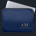 Blue Gold Colours Professional Initial Letters Nam Laptop Sleeve<br><div class="desc">Represent yourself with this modern, elegant design. This template can be customised to meet all professional occupations.</div>
