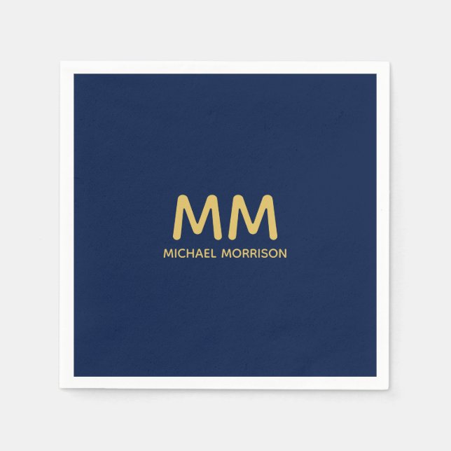 Blue Gold Colours Professional Initial Letters Nam Napkin (Front)