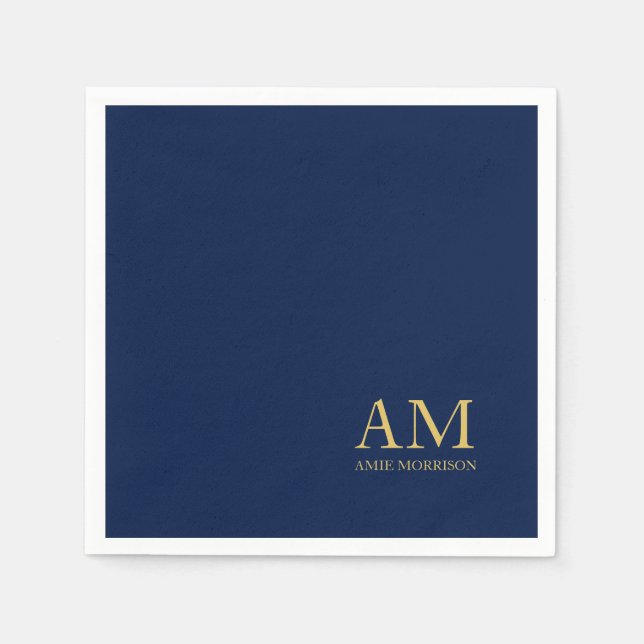 Blue Gold Colours Professional Initial Letters Nam Napkin (Front)