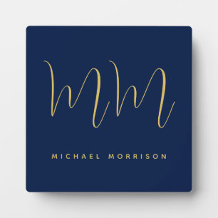 Blue Gold Colours Professional Initial Letters Nam Plaque