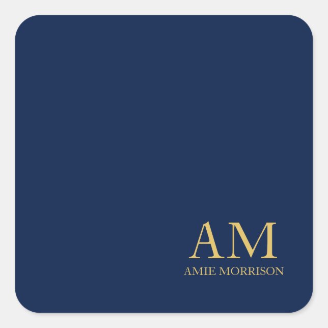 Blue Gold Colours Professional Initial Letters Nam Square Sticker (Front)