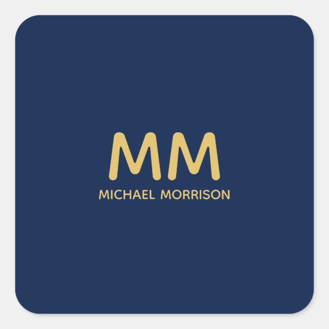 Blue Gold Colours Professional Initial Letters Nam Square Sticker (Front)