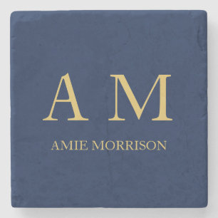Blue Gold Colours Professional Initial Letters Nam Stone Coaster