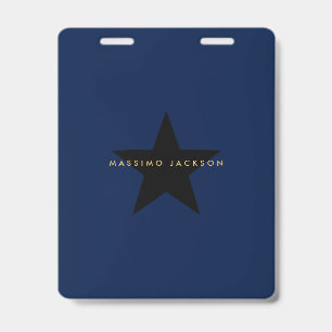 Blue Gold Colours Professional Trendy Black Star ID Badge