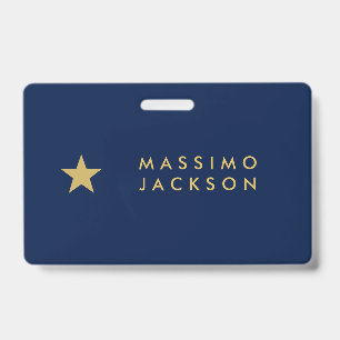 Blue Gold Colours Professional Trendy Gold Star ID Badge