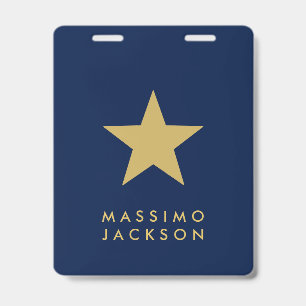 Blue Gold Colours Professional Trendy Gold Star ID Badge