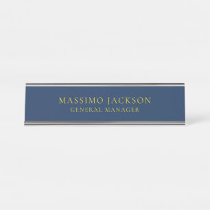 Blue Gold Colours Professional Trendy Minimalist Desk Name Plate