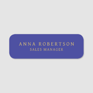 Blue Gold Colours Professional Trendy Minimalist Name Tag