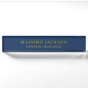 Blue Gold Colours Professional Trendy Minimalist Nameplate