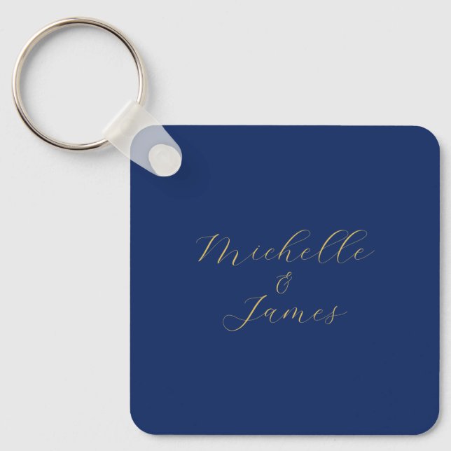 Blue & Gold Colours Professional Trendy Modern Nam Key Ring (Front)