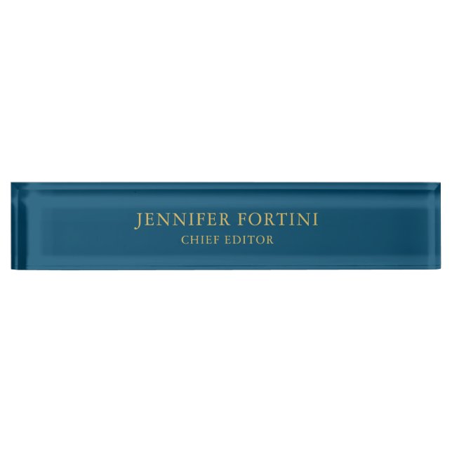 Blue Gold Colours Professional Trendy Modern Plain Nameplate (Front)