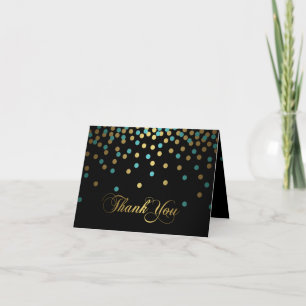 Blue & Gold Confetti Thank You Card