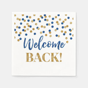 Blue Gold Confetti Welcome Back Napkins