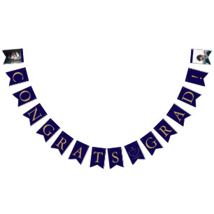 Blue Gold Congrats Grad Graduate Photo Graduation Bunting