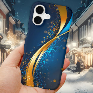 Blue Gold Contemporary Abstract Art Phone Case