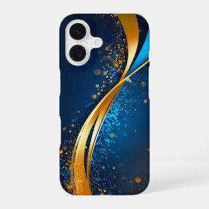 Blue Gold Contemporary Abstract Art Phone Case