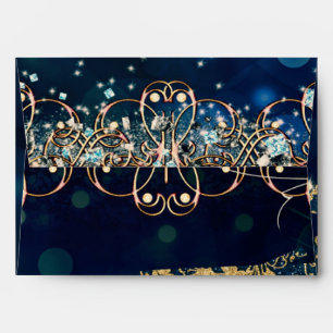 Blue & Gold Costume Masquerade Mask Birthday Party Envelopes