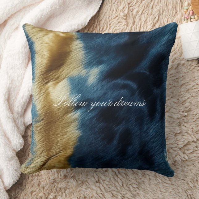 Blue Gold Cowhide Cushion (Blanket)