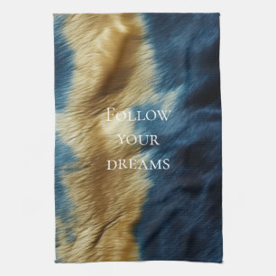 Blue Gold Cowhide Tea Towel