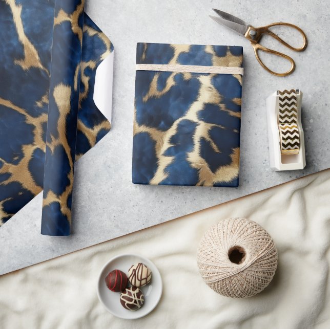 Blue Gold Cowhide Wrapping Paper (Crafts)