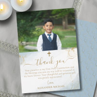 Blue Gold Cross Boy First Holy Communion Photo