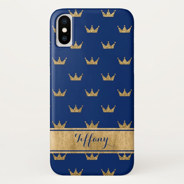 Blue, Gold Crowns Case-Mate iPhone X Case (Back)