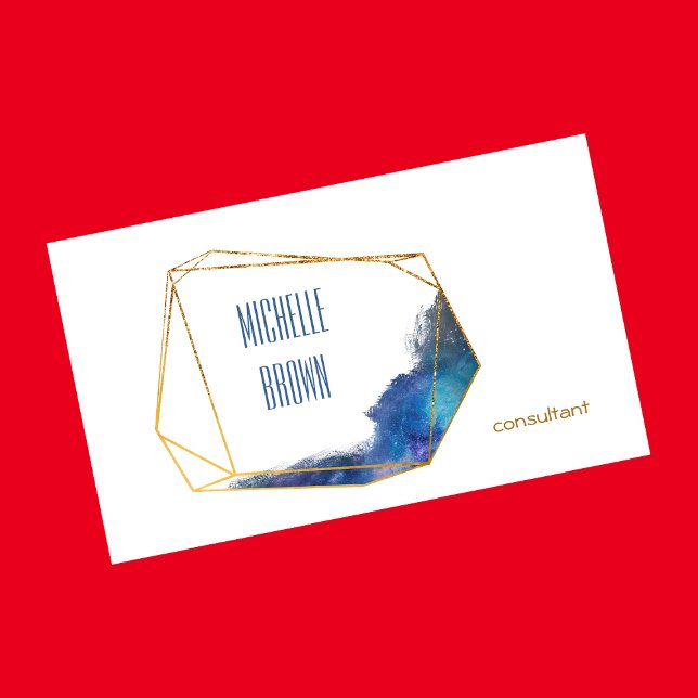 Blue gold crystal abstract consultant elegant busi business card (Creator Uploaded)