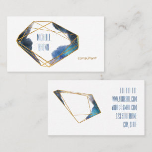 Blue gold crystal abstract consultant elegant business card