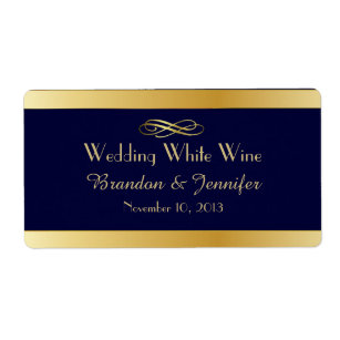 Blue & Gold Custom Wedding Mini Wine Labels