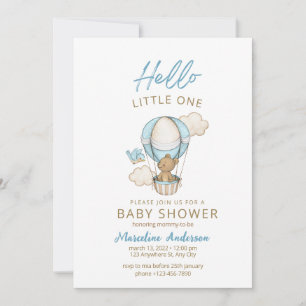 Blue Gold Cute Baby Boy Shower  Invitation