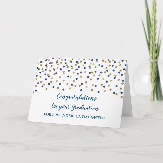Blue Gold Daughter Congratulations Graduation Card (Front)