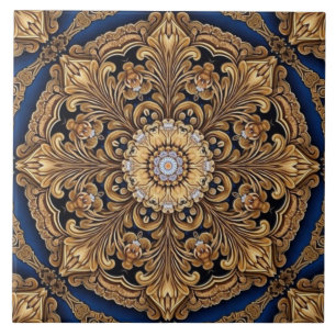 Blue Gold Decorative Ceramic Tile