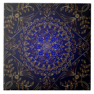Blue Gold Decorative Ceramic Tile