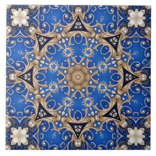 Blue Gold Decorative Ceramic Tile