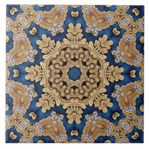 Blue Gold Decorative Ceramic Tile