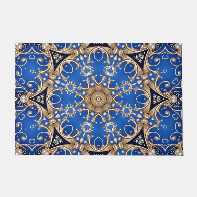 Blue Gold Decorative Doormat (Front)