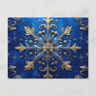 Blue Gold Decorative Holiday Postcard
