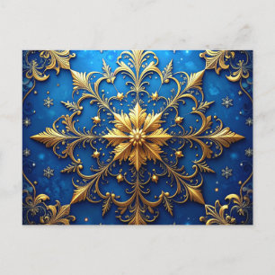 Blue Gold Decorative Holiday Postcard