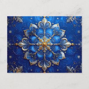 Blue Gold Decorative Holiday Postcard