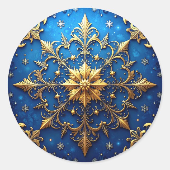 Blue Gold Decorative Holiday Sticker (Front)