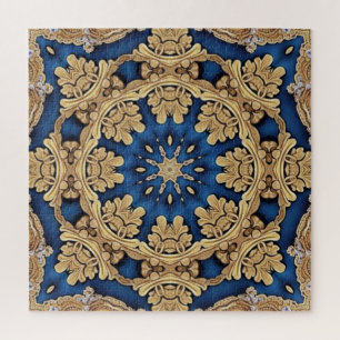 Blue Gold Decorative Jigsaw Puzzle