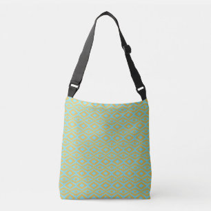 Blue Gold Diamond Pattern Crossbody Bag