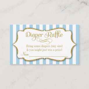 Blue Gold Diaper Raffle Baby Shower Cards Boy